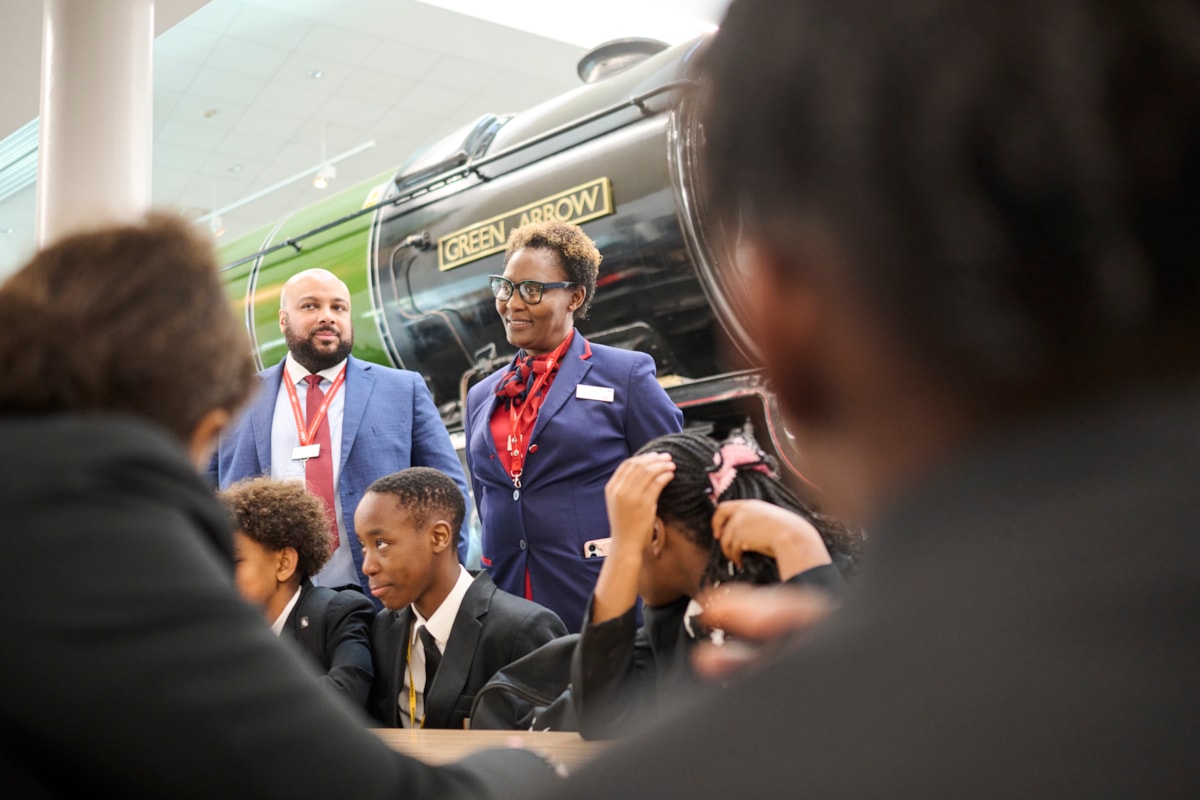 Pupils with LNER colleagues