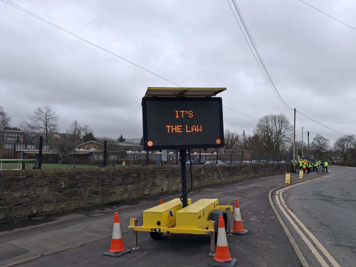 One of the information signs up in Burnley