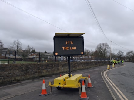 One of the information signs up in Burnley