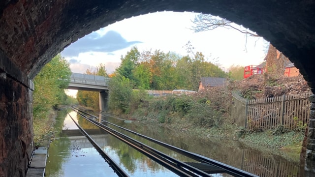 Passengers advised to check before they travel as railway prepares for Storm Amy: Ledsham flooding from bridge view
