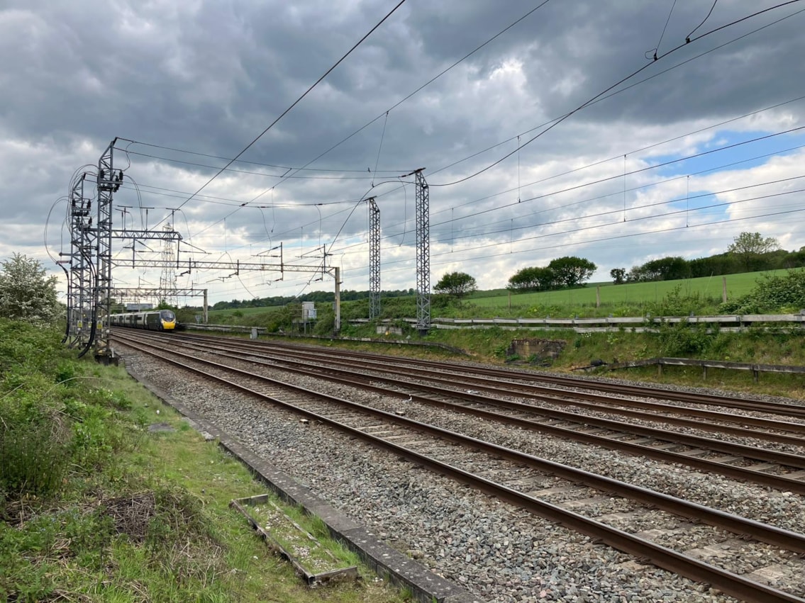 Image shows damaged powerlines West Coast Main Line