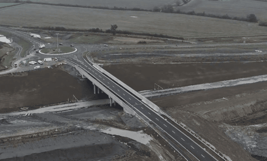 Aerial view of the new A41 bridge between Waddesdon and Aylesbury Sept 2024