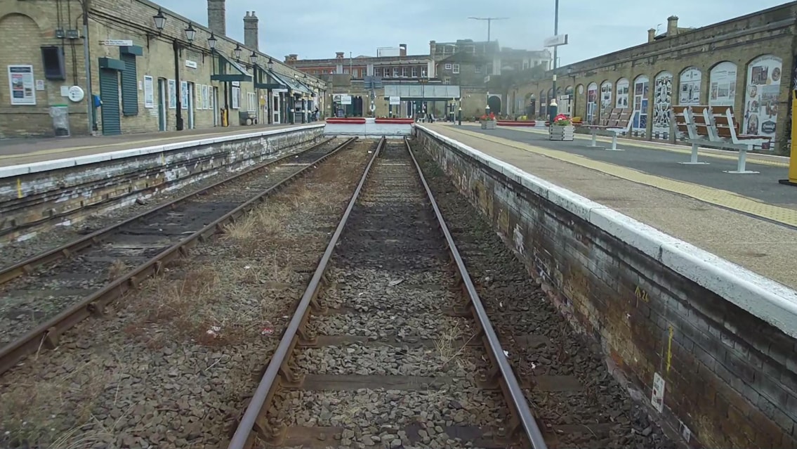 A clean sweep of Lowestoft station track: vacuum power to help boost railway reliability: Platforms 2 and 3 at Lowestoft ahead of track replacement work (Credit AIVR by One Big Circle)