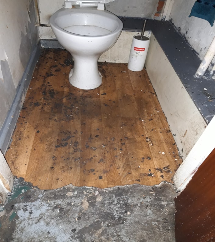 Emma's Sandwich 4: The image shows a broken toilet with a dirt-filled floor