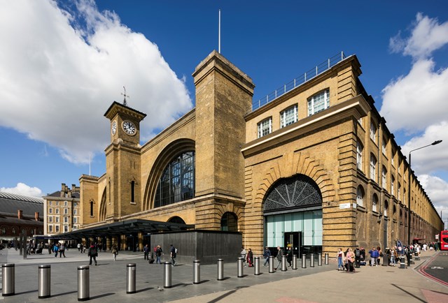 King's Cross railway station - from outside and showing bollards