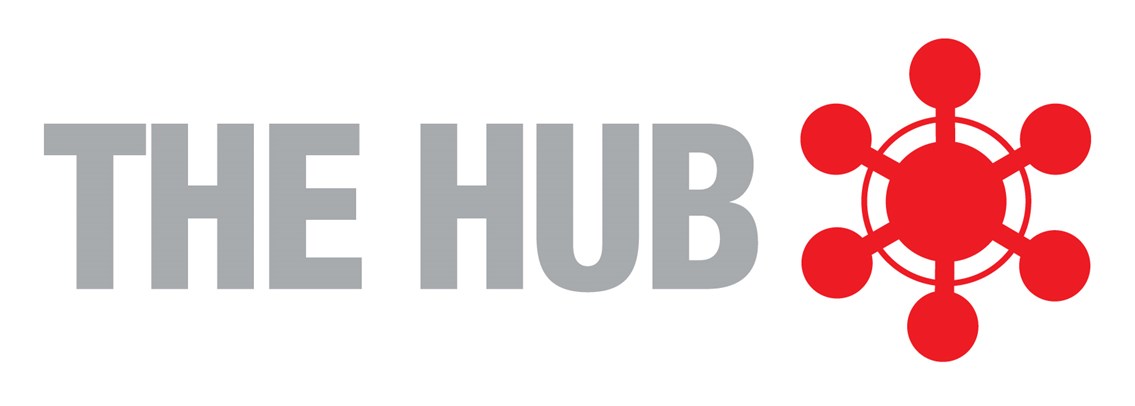 Hub logo: The Hub project involves the redevelopment of Nottingham Railway station  and will include the construction of a new transport interchange with the extended tram network