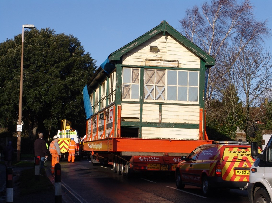 Barnham Signal Box On The Move: The historic Barnham signal box is re-located following years of fund raising and months of planning.