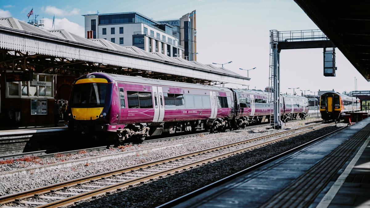 EMR Fleet Regional - Class 170 train sitting on platform at Nottingham Station cropped