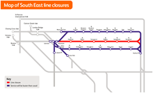 Map of the Bexleyheath line closure