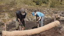 A coir dam being installed ©Peatland ACTION