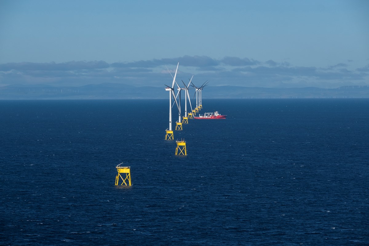 Red vessel is the Seaway Phoenix employed to undertake inter-array cable installation (the cable strings that run between the turbines and the Offshore supply platform.