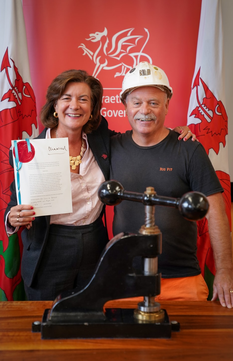 First Minister Eluned Morgan at Big Pit