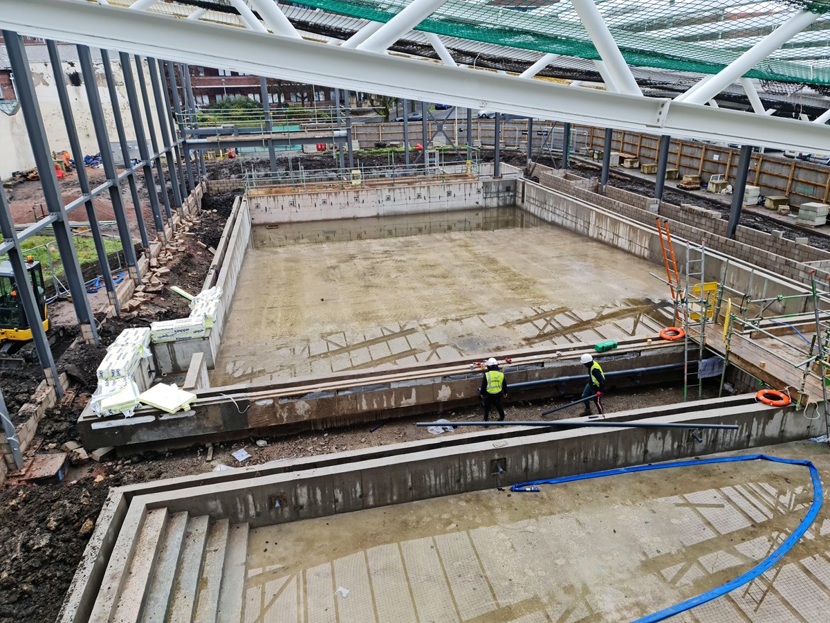 Dudley Leisure Centre Swimming Pool being built