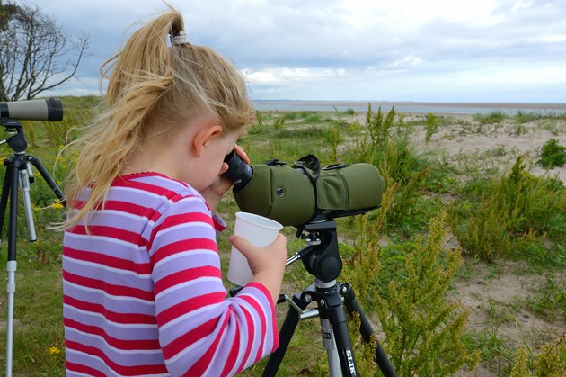 Holiday fun at Tentsmuir: Wildlife watching with telescopes at Tentsmuir NNR ©Lorne Gill/NatureScot