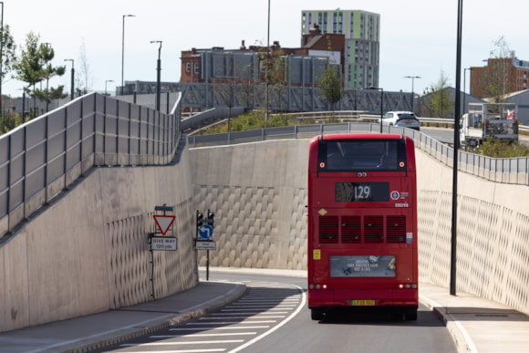 TfL Image - 129 bus using the Silvertown Tunnel