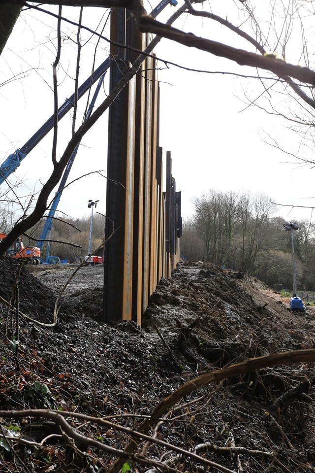 Work underway at the Botley landslip site: Work underway at the Botley landslip site