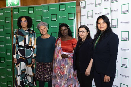 Kaya Comer-Schwartz, Leader of Islington Council, Emily Cass, Sophie Musabe Masereka, Sawsan Salim, Cllr Roulin Khondoker, Executive Member for Equalities, Culture
