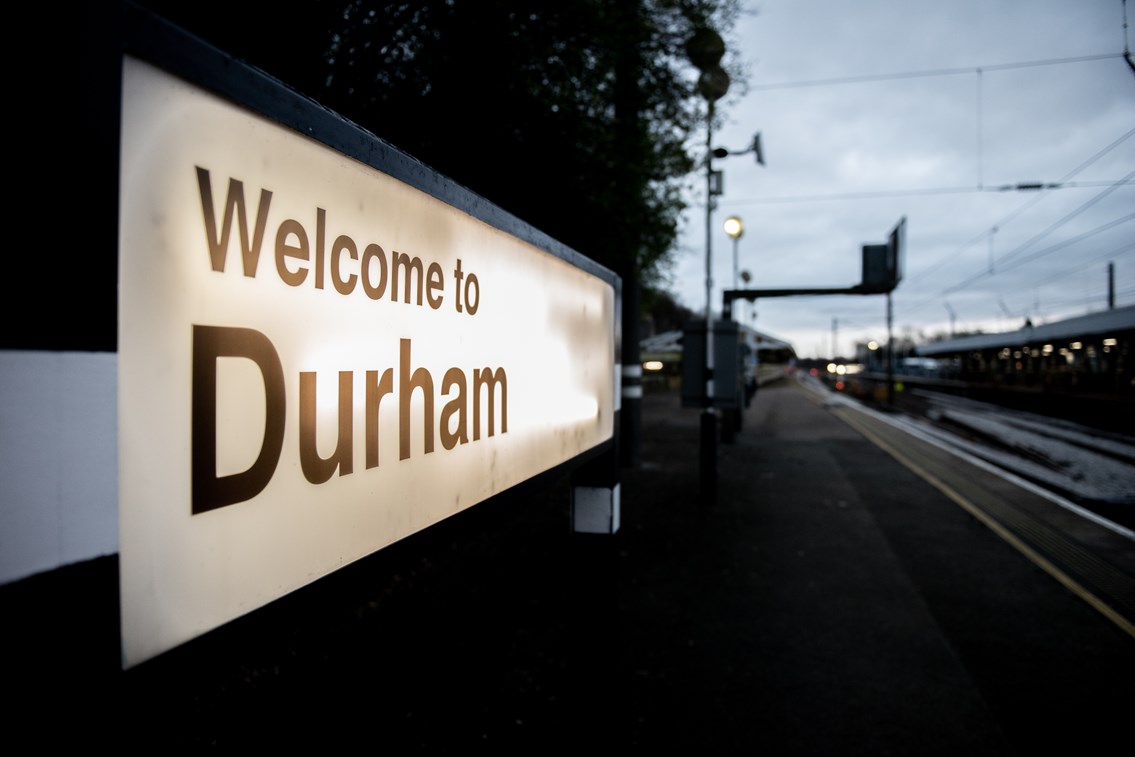 Durham station sign - photo by LNER