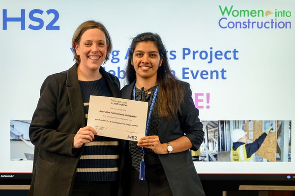 Jess Phillips MP meets her consistuent Amrutha, a delegate on HS2's Young Adults programme