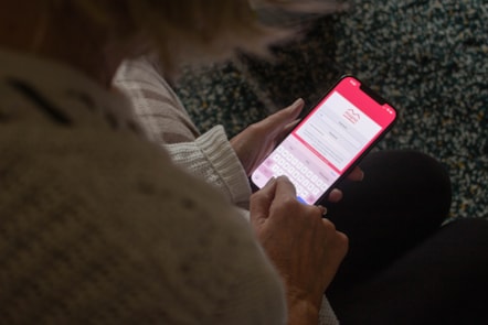 woman logging into customer portal