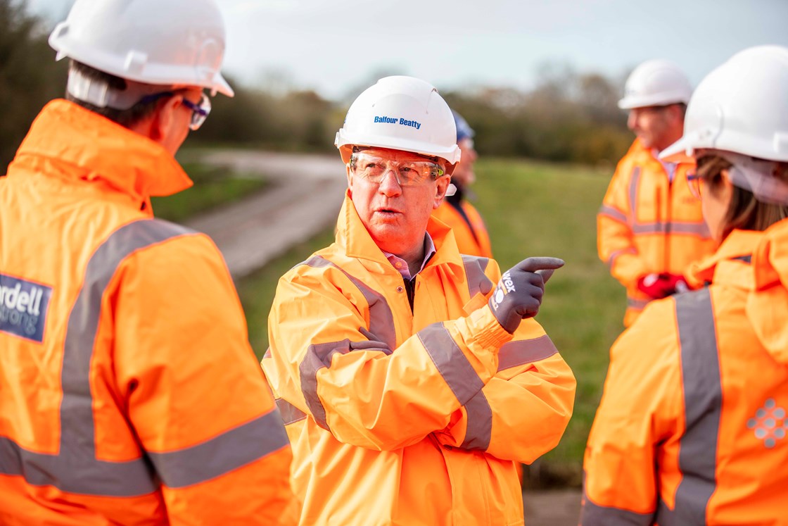 HS2 CEO Mark Thurston visits Bower End Farm, Madeley, to see work of Staffordshire Firm Wardell Armstrong-4: HS2 CEO Mark Thurston visits Bower End Farm, Madeley, to see work being undertaken by Staffordshire business Wardell Armstrong. The site is where the north portal of the Madeley Tunnel will be constructed. Stoke-on-Trent based multidisciplinary consultancy Wardell Armstrong have been working to ensure the environmental integrity of the HS2 early works. 

Tags: Phase 2a, Early Work, Environment, Supply Chain, Jobs, Skills, CEO, Crewe, Staffordshire

Names: Mark Thurston, CEO, HS2 Ltd