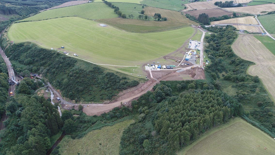 Work to reopen the railway at Stonehaven begins: Stonehaven, prep works aerial.