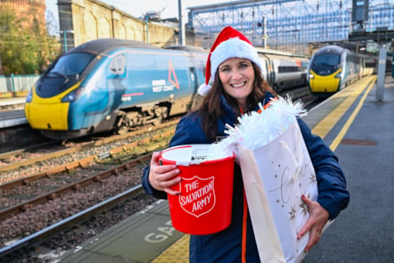 Diane Forrester (Avanti West Coast Customer Service Assistant) has worked with The Salvation Army to create a donation point at Carlisle station for food and gifts to help those in need this Christmas.