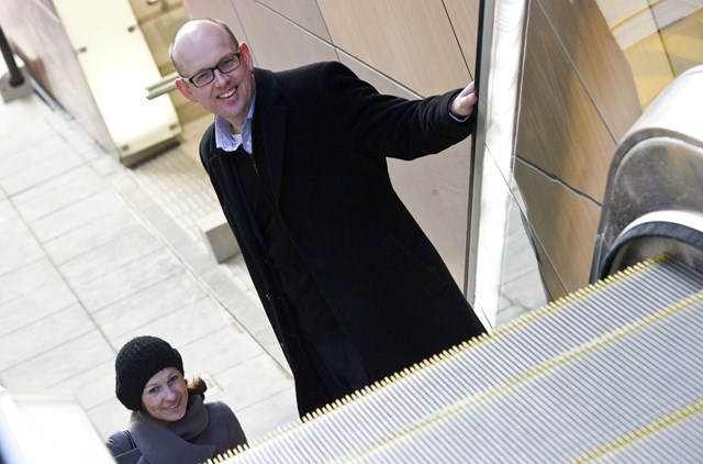 Waverley Steps 2: Passengers using new escalators at Waverley Steps