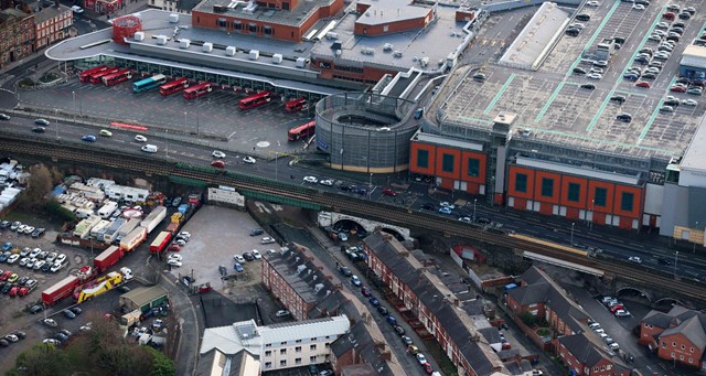 Foundry Street and Bewsey Street bridges aerial