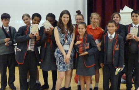 Pupils from Mossbourne Academy meet Katherine Rundell