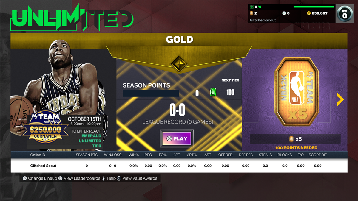 MyTEAM Unlimited Menu