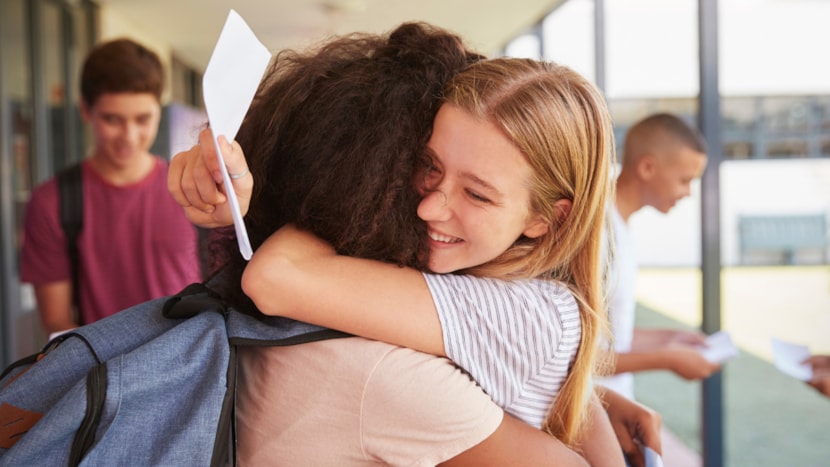 Leeds students celebrate A-level and post-16 results: results stock