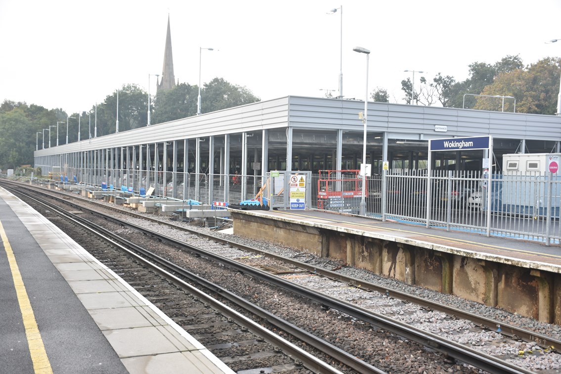 Platforms at Wokingham station are being extended to accommodate longer trains, as part of the £800 million Waterloo & South West Upgrade (1)
