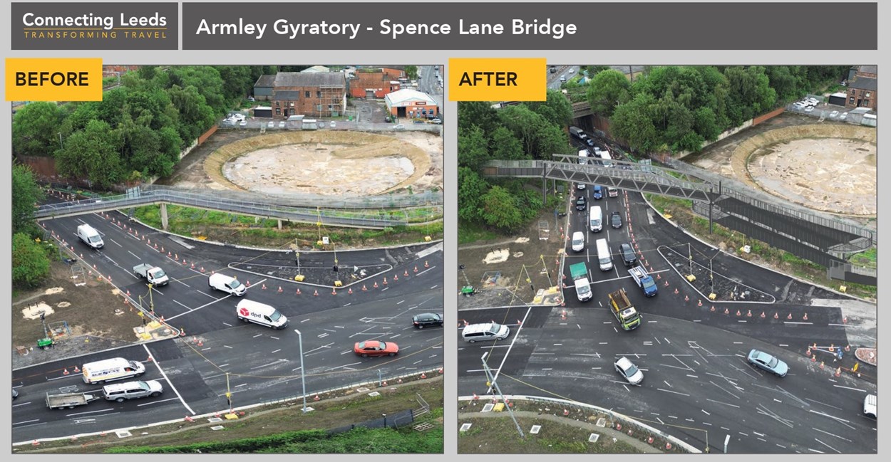 Spence Lane footbridge before and after new footbridge