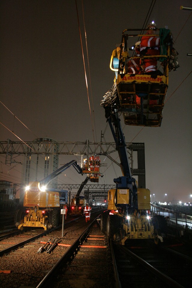 Passengers reminded to check before they travel as work to improve the railway between London and Norwich continues: Overhead line upgrade in Anglia