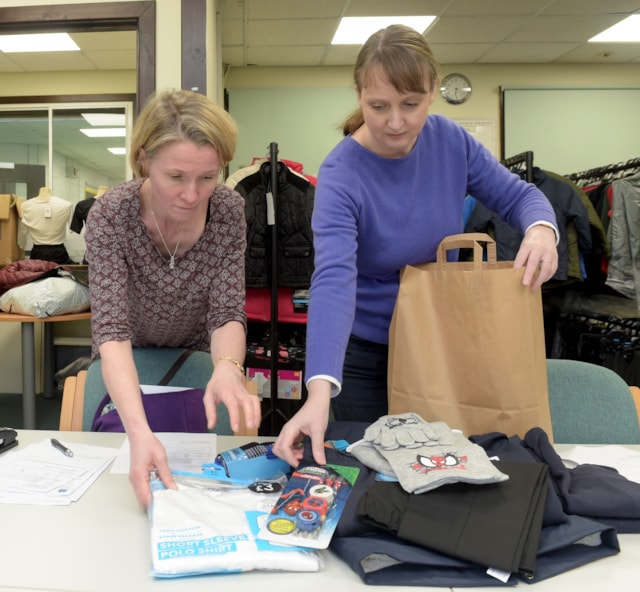 Donations being packed up for the Edinburgh School Uniform Bank