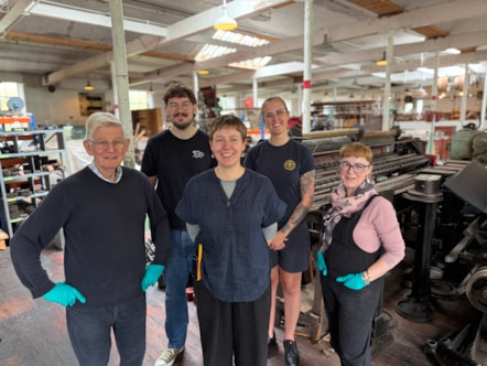 Volunteers and Becky Brown at Helmshore Mills Textile Museum