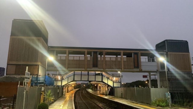 Important milestone reached as bridge deck and temporary staircases installed for new footbridge at St Erth: The new footbridge at St Erth-2