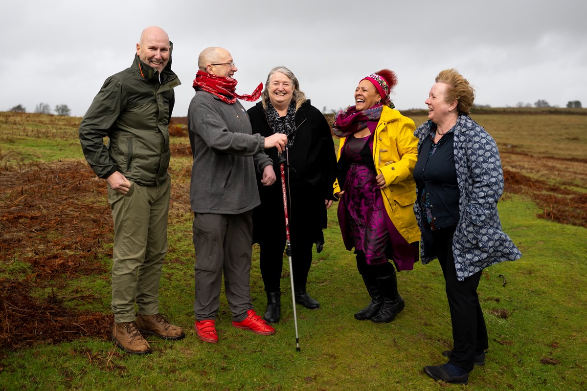 Craig Stephenson OBE, Professor John Hunt, Minister for Climate Change Julie James, Dr Yvonne Howard-Bunt and Dr Liz Bickerton at Brecon Beacons National Park.