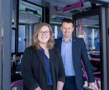 Cllr. Miranda Radley and First Bus Scotland MD Duncan Cameron