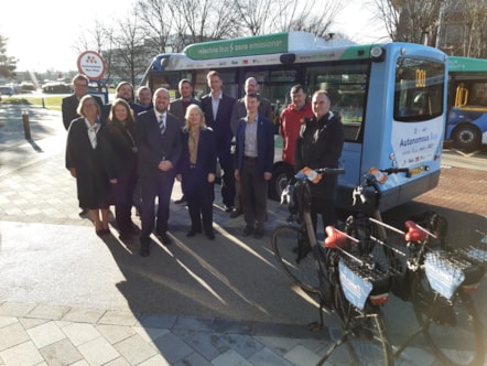 First Bus and partners welcome Roads Minister to launch UK's first all-electric autonomous bus service at Milton Park
