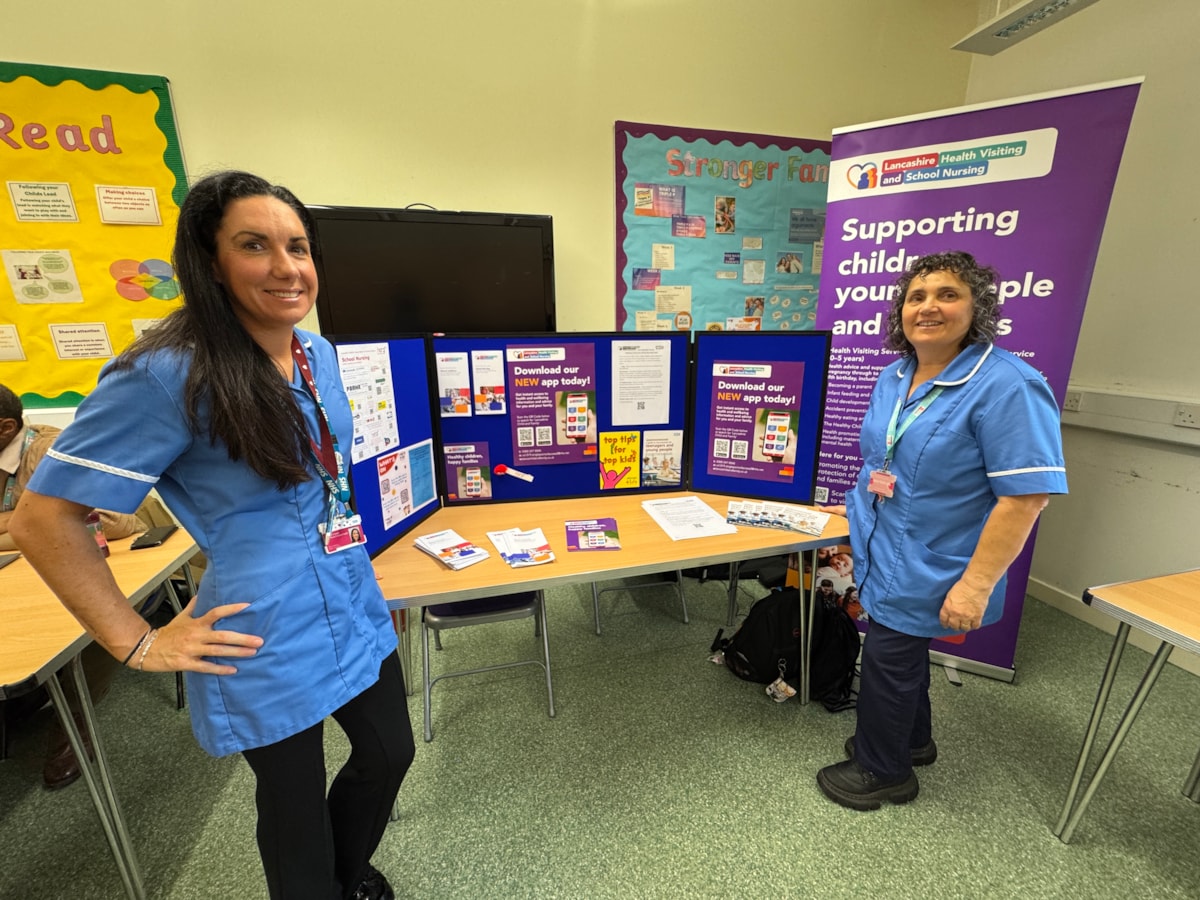 Victoria Cowell and Jolanda Hargreaves (l-r), staff nurses with the school nursing team at HRCG, at Ribbleton Family Hub's one stop shop
