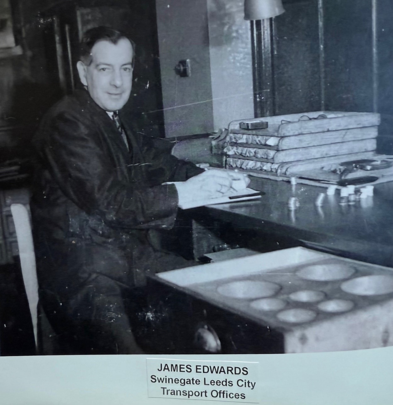 Ancient coin: Millennia after its creation, the rare coin first came into the hands of James Edwards (pictured), former chief cashier with Leeds City Transport, who gathered fares from bus and tram drivers and counted them at the end of each day.