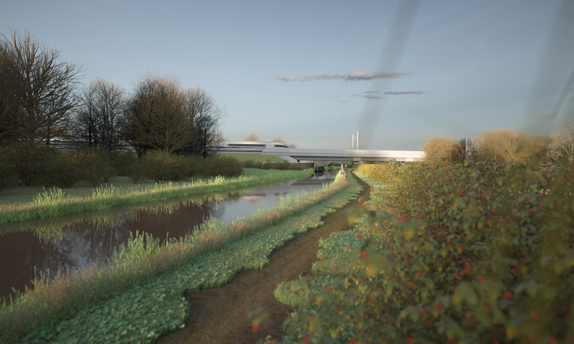 View from the tow path on approach to Oxford Canal Viaduct 51378