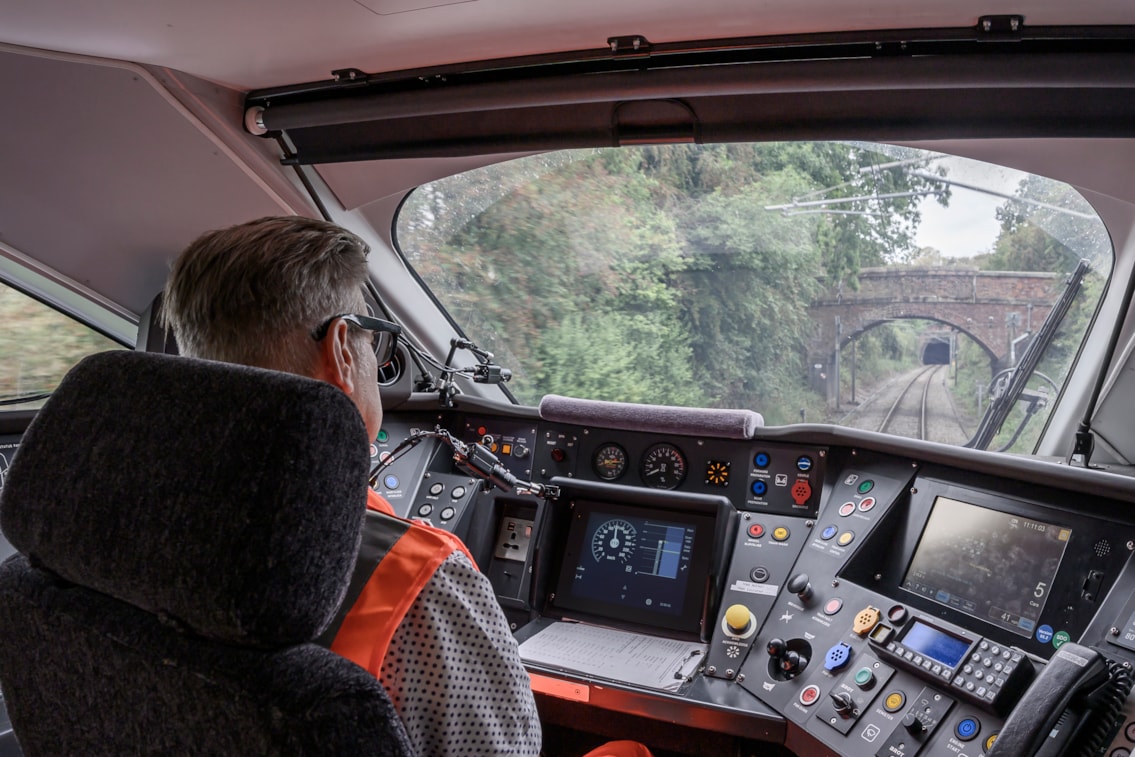 Cab view of Azuma on ETCS testing run