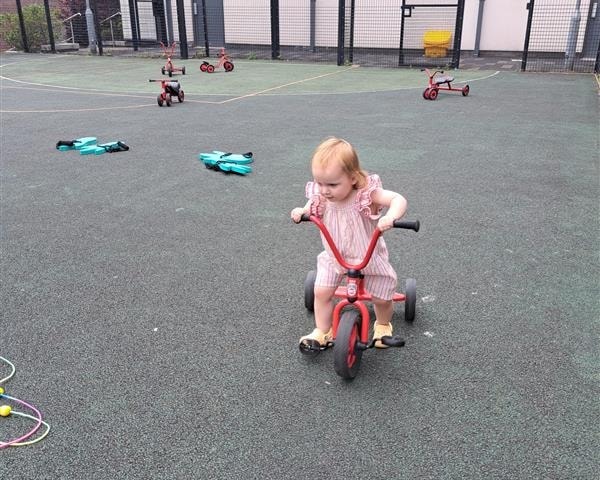Nancy, who is almost two, enjoys being outside at the Skelmersdale Family Hub and the Zone