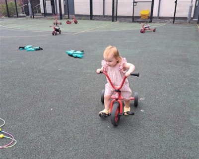 Nancy, who is almost two, enjoys being outside at the Skelmersdale Family Hub and the Zone