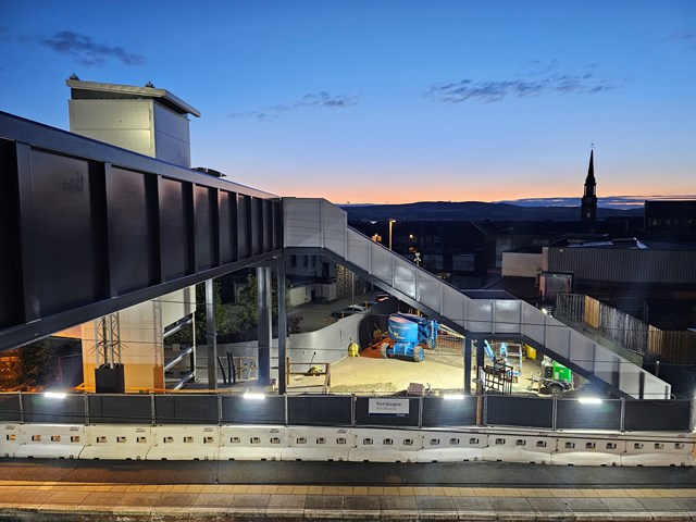 Port Glasgow AfA footbridge pink sky: Port Glasgow AfA footbridge pink sky