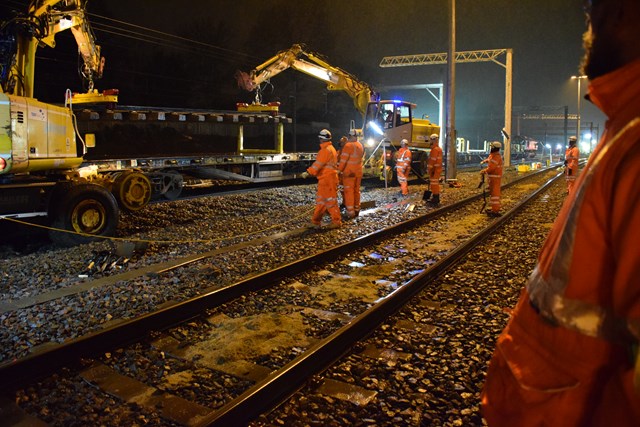Old track being removed in Acton Wells at Christmas 2015: Christmas 2015, engineering, IP Track. high speed handback