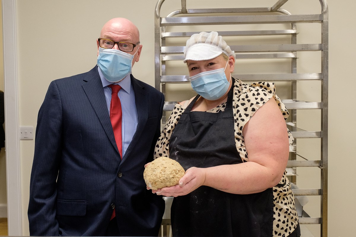 Making bread in the training kitchen